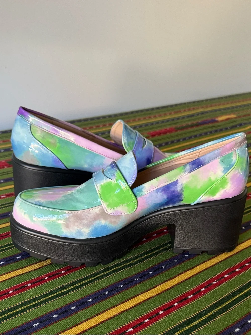Nasty Gal Faux Leather Chunky Penny Loafers Multi Size 7/40 - Picture 10 of 12